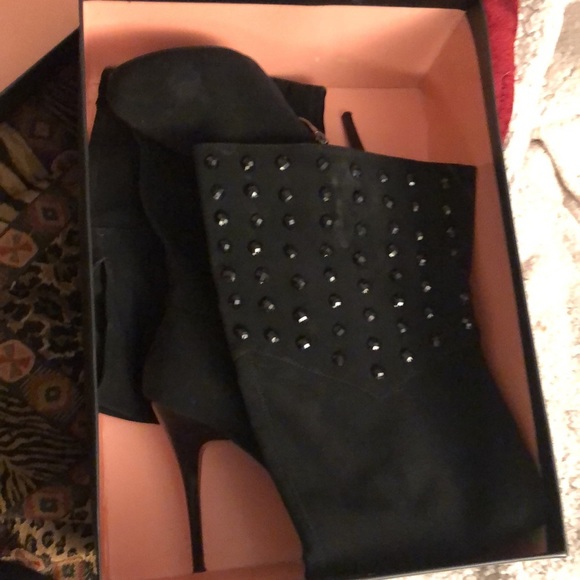 Nina New York  size 10 black OTK hidden platform black boots with studs - Picture 6 of 15